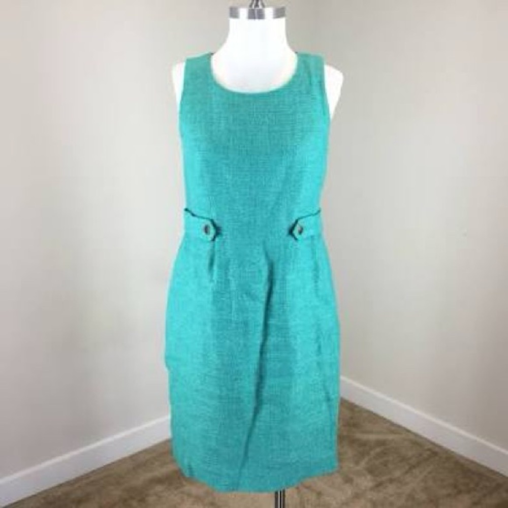 J.Crew Jade JUTE & LINEN Art-to-Wear Natural Woven Attache Sheath Dress 2 $158 - Picture 2 of 9